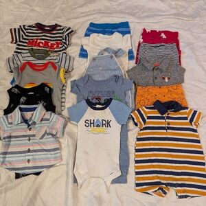 Bundle (15 Items) Baby Boys 0-3 Mo.  Gently Used Spring And Summer Clothes